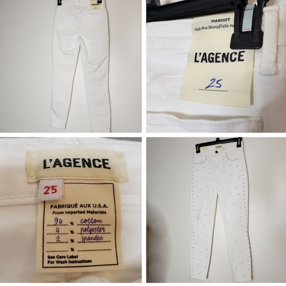 NEW L'AGENCE Margot Hi Rise Skinny Jeans  Crystals Rhinestones Ankle Luxury Chic - Picture 3 of 14